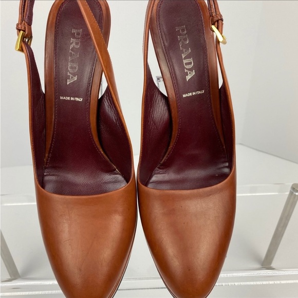 Prada teak sling back round heels AUTHENTIC $$PRICED 2 SELL 💥 - Picture 5 of 16